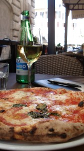 Lovely pizza margherita from a wood-fired oven