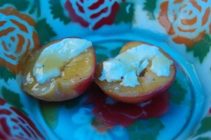 Nectarines with chevre & honey