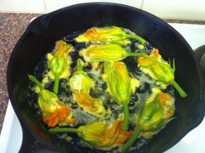 Stuffed zucchini flowers